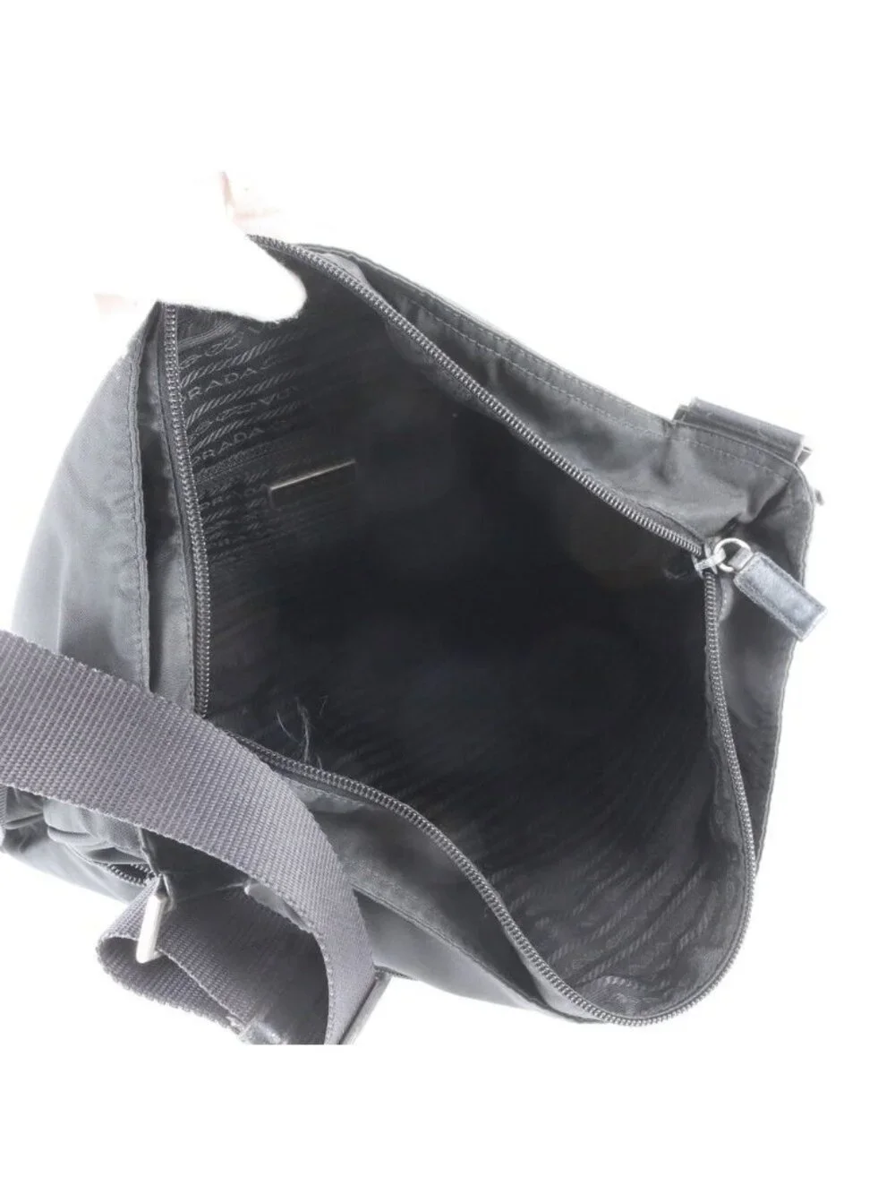 Prada White Tag Yes Tessuto Nylon Triangle Logo Leather Shoulder Bag Crossbody